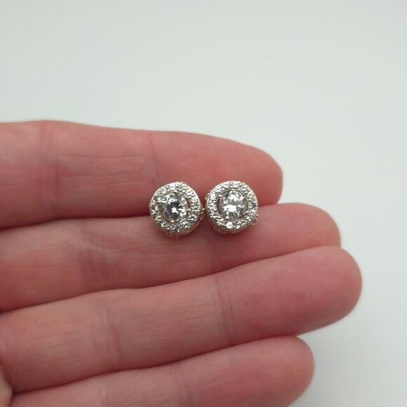 Jewelry - 925 Sterling Silver 5mm Clear Sapphire With Accents Stud Earrings